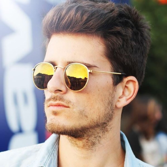 Pink & Gold Chic Round Reflective Sunglasses - Picture 2 of 5